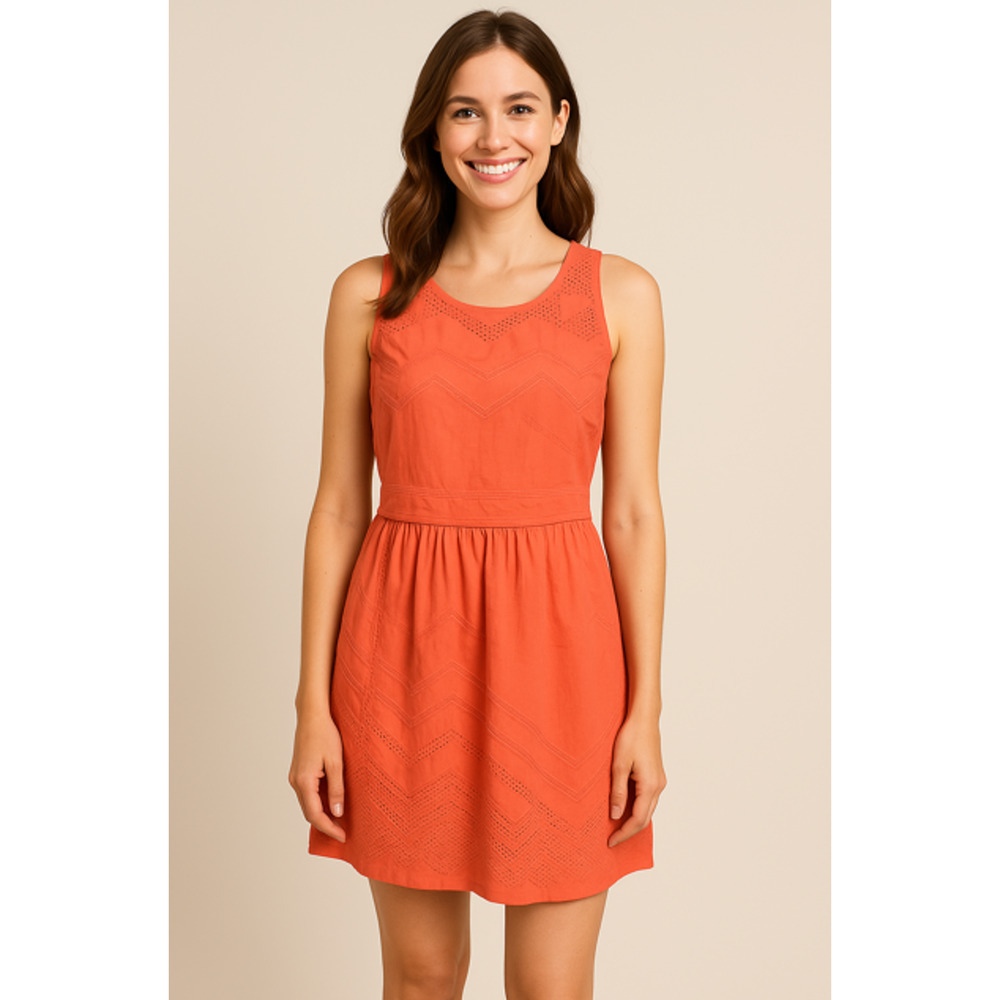 Gap Women's Coral Sleeveless Eyelet Dress Size 6